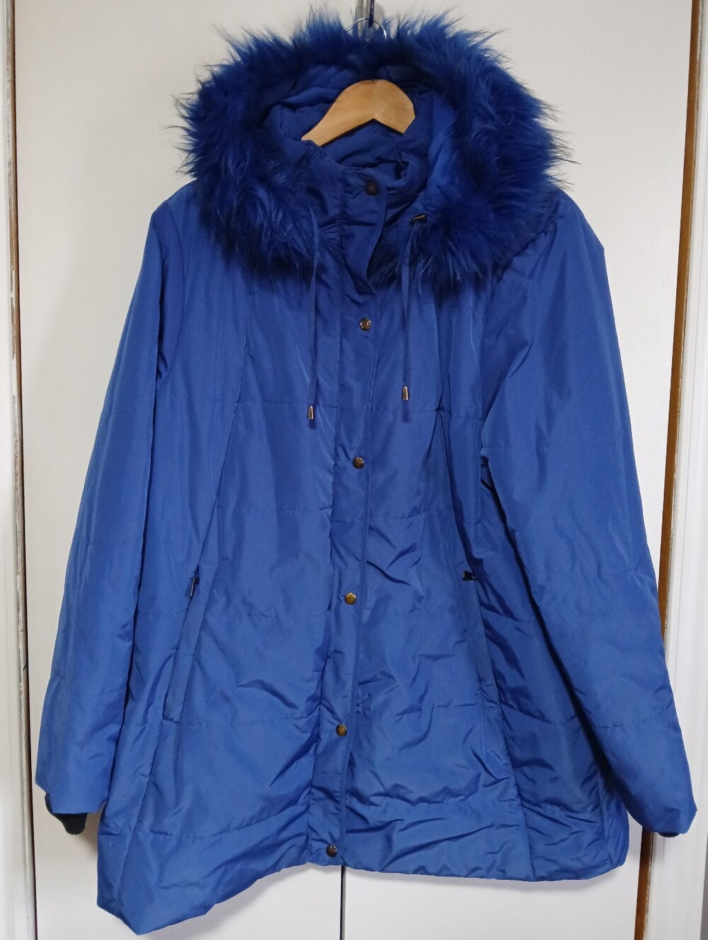 ​Northern Reflections Blue Faux Fur Hood Winter Parka Jacket Coat Women XXL